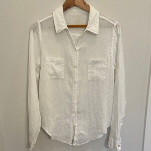 Lilly Pulitzer 100% Linen White Button Down Shirt